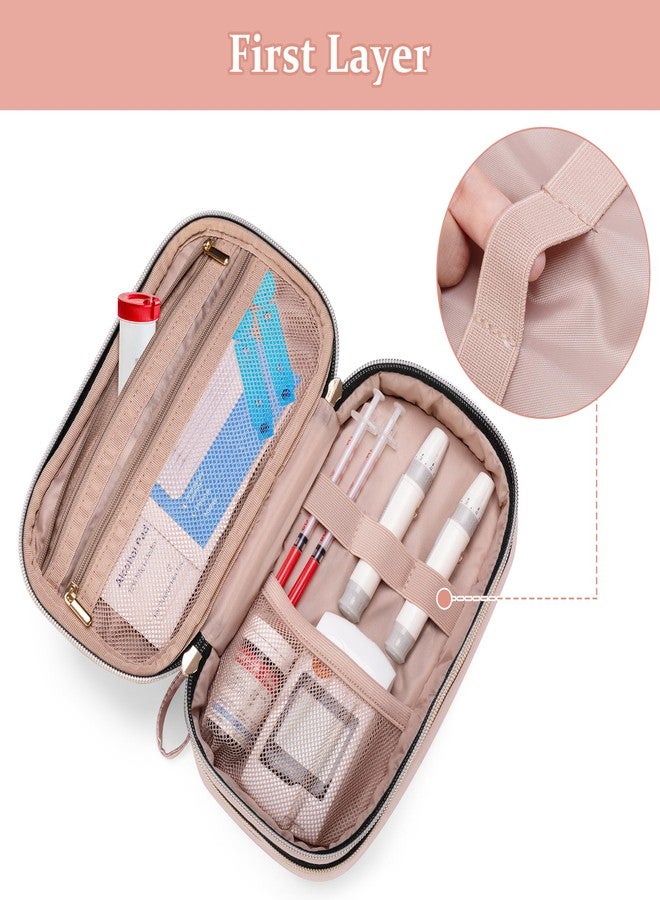 Yarwo Insulin Cooler Travel Case with 2 Ice Packs, Double-Layer Diabetic Insulated Organizer, Portable Medication Bag for Insulin Pens, Glucometer and Diabetes Care Kits, Dusty Rose (Patented Design) - Image 2